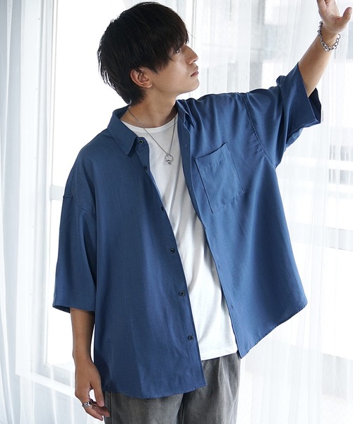 MinoriTY（マイノリティ）の「【MinoriTY】接触冷感テックリネンレギュラーカラー半袖シャツ メンズ カジュアルシャツ オーバーサイズ ビッグシルエット ルーズシルエット 夏服（シャツ/ブラウス・メンズ・ブラック/チャコール/ブラウン/ブルー・S/M/L）」の6枚目の写真