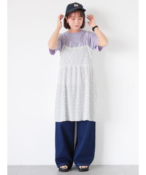 ehka sopo（エヘカソポ）の「ハート柄ミニキャミワンピース（ワンピース・レディース・ブラック/キナリ/グレー・F）」の2枚目の写真