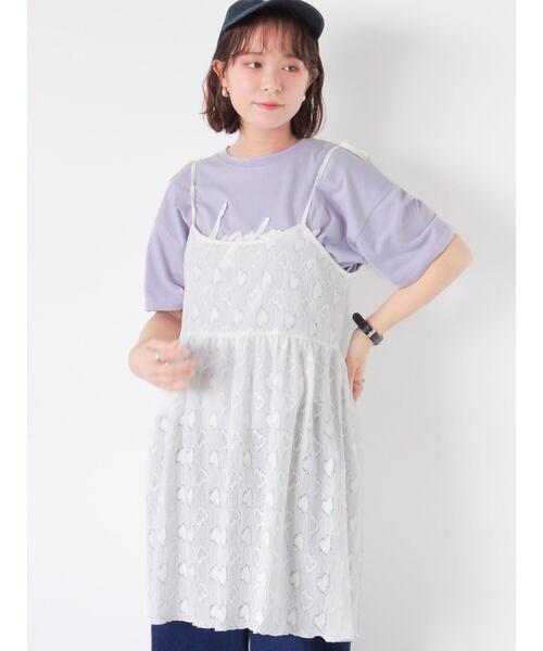 ehka sopo（エヘカソポ）の「ハート柄ミニキャミワンピース（ワンピース・レディース・ブラック/キナリ/グレー・F）」の7枚目の写真