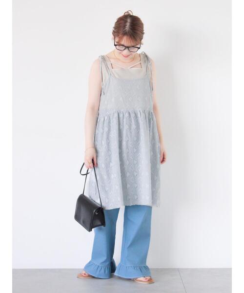 ehka sopo（エヘカソポ）の「ハート柄ミニキャミワンピース（ワンピース・レディース・ブラック/キナリ/グレー・F）」の9枚目の写真