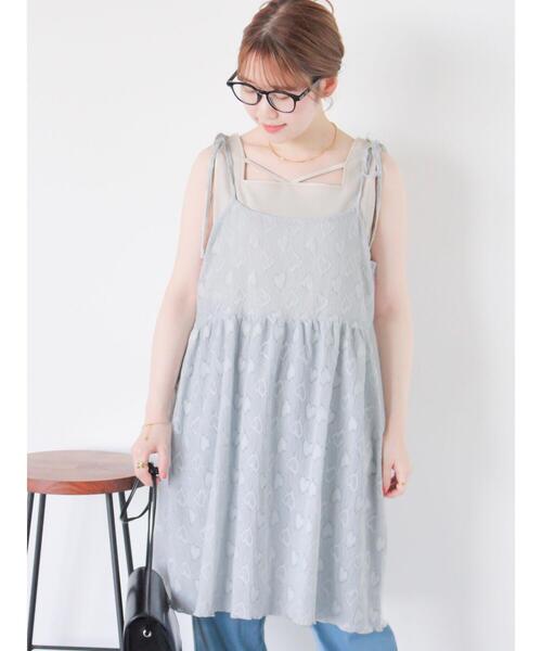 ehka sopo（エヘカソポ）の「ハート柄ミニキャミワンピース（ワンピース・レディース・ブラック/キナリ/グレー・F）」の12枚目の写真