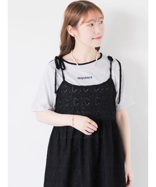 ehka sopo（エヘカソポ）の「ハート柄ミニキャミワンピース（ワンピース・レディース・ブラック/キナリ/グレー・F）」の19枚目の写真