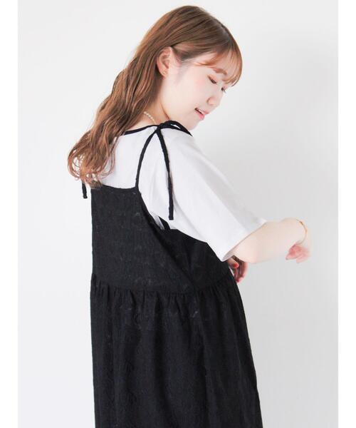 ehka sopo（エヘカソポ）の「ハート柄ミニキャミワンピース（ワンピース・レディース・ブラック/キナリ/グレー・F）」の20枚目の写真