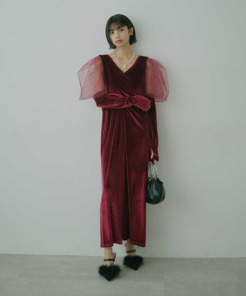 チュールスリーブベロアドレス（ドレス）｜VIOLETTA