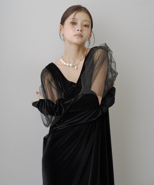 チュールスリーブベロアドレス（ドレス）｜VIOLETTA（ヴィオレッタ）の