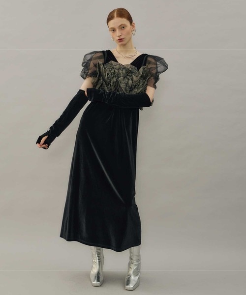 最終価格 【atlo / ANDRESD】 チュールスリーブ ドレス 結婚式 M atlo / ANDRESD】 チュールスリーブ ドレス 結婚式 M チュールスリーブ