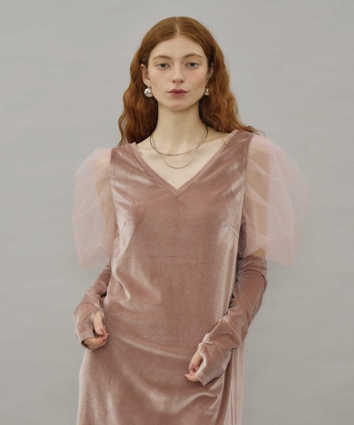 VIOLETTA チュールスリーブベロアドレス チュールスリーブベロアドレス（ドレス）｜VIOLETTA（ヴィオレッタ）の