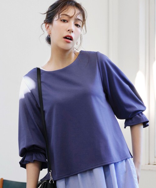Tiaclasse(ティアクラッセ)の「タックスリーブカットソートップス(Tシャツ/カットソー・レディース・ネイビー/モカ/ブルー/ボルドー・L/M)」の17枚目の写真