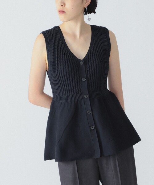 Ray BEAMS（レイビームス）の「RBS / リブ ペプラム ベスト（ベスト・レディース・ネイビー/ホワイト系その他6・ONE SIZE）」の2枚目の写真