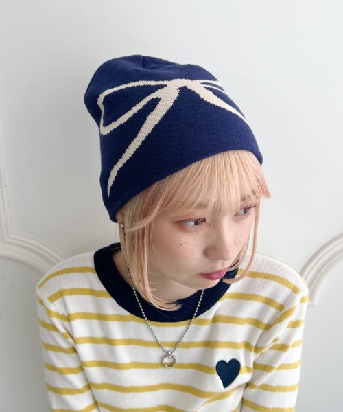 セール】リボンモチーフニットキャップ（ニットキャップ/ビーニー