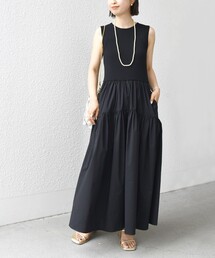 新品　シップス　オーガニックコットンドロストカットワンピース　ブラック　M 新品 シップス オーガニックコットンドロストカットワンピース