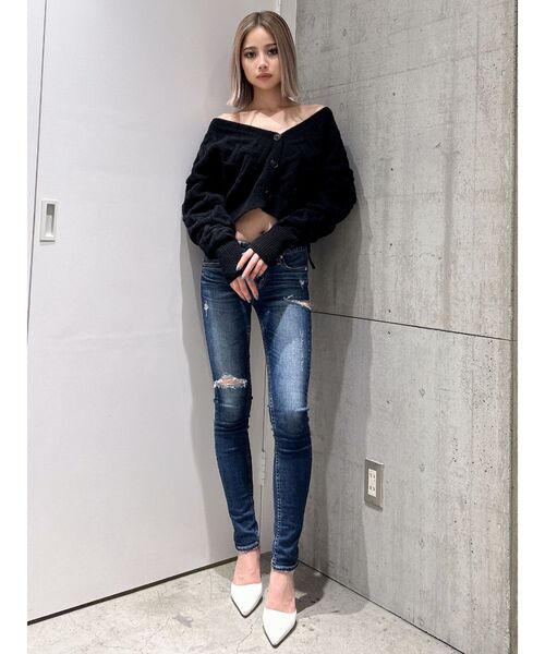 GYDA（ジェイダ）の「BACKレースアップニットカーディガン（カーディガン/ボレロ・レディース・ブラック/オフホワイト・FREE）」の19枚目の写真