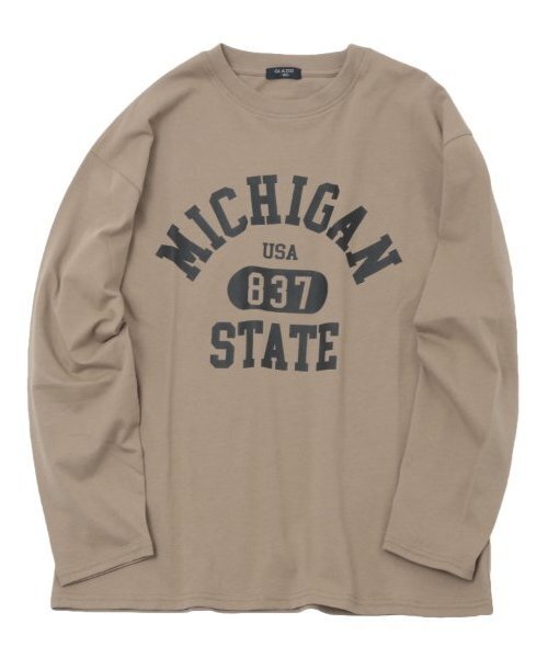 GLAZOS（グラソス）の「【大人向けサイズあり】【プチプラ】フロントカレッジロゴ長袖Tシャツ（Tシャツ/カットソー・キッズ・グレー/オレンジ/ベージュ/ネイビー/インディゴブルー/ホワイト・140cm/150cm/160cm/170cm）」の3枚目の写真