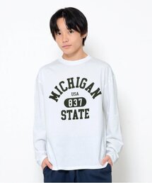 【大人向けサイズあり】【プチプラ】フロントカレッジロゴ長袖Tシャツ