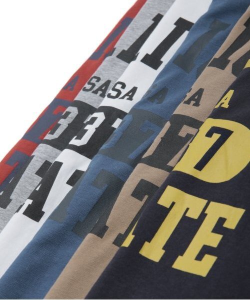 GLAZOS（グラソス）の「【大人向けサイズあり】【プチプラ】フロントカレッジロゴ長袖Tシャツ（Tシャツ/カットソー・キッズ・グレー/オレンジ/ベージュ/ネイビー/インディゴブルー/ホワイト・140cm/150cm/160cm/170cm）」の7枚目の写真