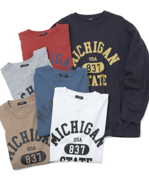 GLAZOS（グラソス）の「【大人向けサイズあり】【プチプラ】フロントカレッジロゴ長袖Tシャツ（Tシャツ/カットソー・キッズ・グレー/オレンジ/ベージュ/ネイビー/インディゴブルー/ホワイト・140cm/150cm/160cm/170cm）」の15枚目の写真