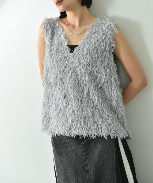 actuel（アクチュエル）の「【ａｃｔｕｅｌ】フェザージャガードＶネックベスト（ベスト・レディース・グレー/アイボリー/ブラック・FREE）」の13枚目の写真