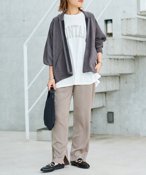 un dix cors(アンディコール)の「《やわらか素材で着回しやすい》マシュマロフェイクスウェードパーカー(パーカー・レディース・チャコールグレー/ライトグレー・FREE)」の11枚目の写真