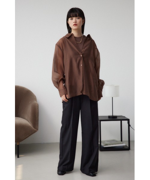 AZUL by moussy(アズールバイマウジー)の「インナーSETオフショルダーシアーシャツ(シャツ/ブラウス・レディース・ブラウン/ライトベージュ/ブラック・FREE)」の15枚目の写真