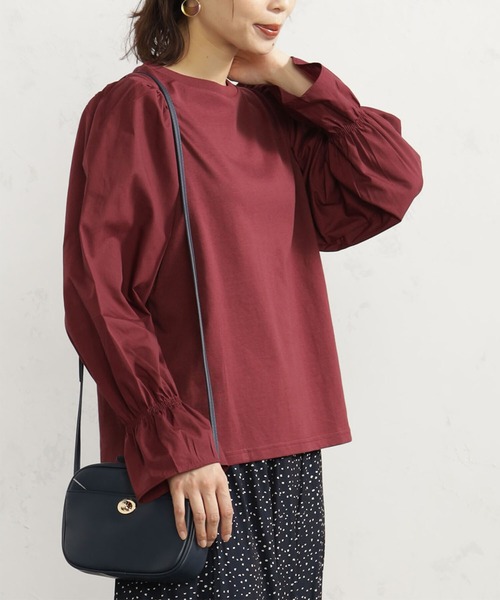 FOUND GOOD(ファウンドグッド)の「布帛袖切替プルオーバー(Tシャツ/カットソー・レディース・レッド系8/ブラック/ホワイト系5/グレー系・M/S/L)」の4枚目の写真