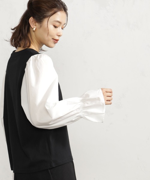 FOUND GOOD(ファウンドグッド)の「布帛袖切替プルオーバー(Tシャツ/カットソー・レディース・レッド系8/ブラック/ホワイト系5/グレー系・M/S/L)」の11枚目の写真