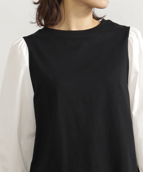 FOUND GOOD(ファウンドグッド)の「布帛袖切替プルオーバー(Tシャツ/カットソー・レディース・レッド系8/ブラック/ホワイト系5/グレー系・M/S/L)」の12枚目の写真