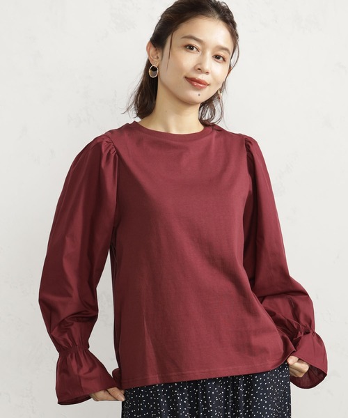 FOUND GOOD(ファウンドグッド)の「布帛袖切替プルオーバー(Tシャツ/カットソー・レディース・レッド系8/ブラック/ホワイト系5/グレー系・M/S/L)」の14枚目の写真