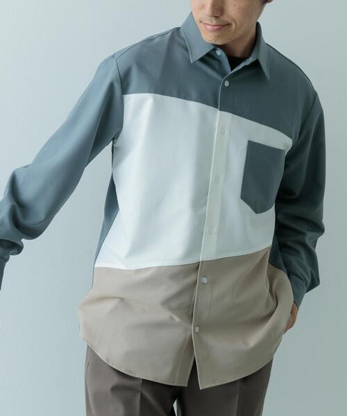 ITEMS URBANRESEARCH（アイテムズ アーバンリサーチ）の「Diagonal Switch 長袖シャツ（シャツ/ブラウス・メンズ・グレー/ブルー/ホワイト・MEDIUM/LARGE）」の3枚目の写真