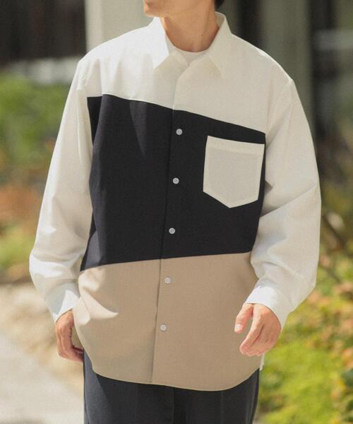 ITEMS URBANRESEARCH（アイテムズ アーバンリサーチ）の「Diagonal Switch 長袖シャツ（シャツ/ブラウス・メンズ・グレー/ブルー/ホワイト・MEDIUM/LARGE）」の2枚目の写真