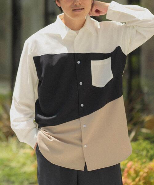 ITEMS URBANRESEARCH（アイテムズ アーバンリサーチ）の「Diagonal Switch 長袖シャツ（シャツ/ブラウス・メンズ・グレー/ブルー/ホワイト・MEDIUM/LARGE）」の4枚目の写真