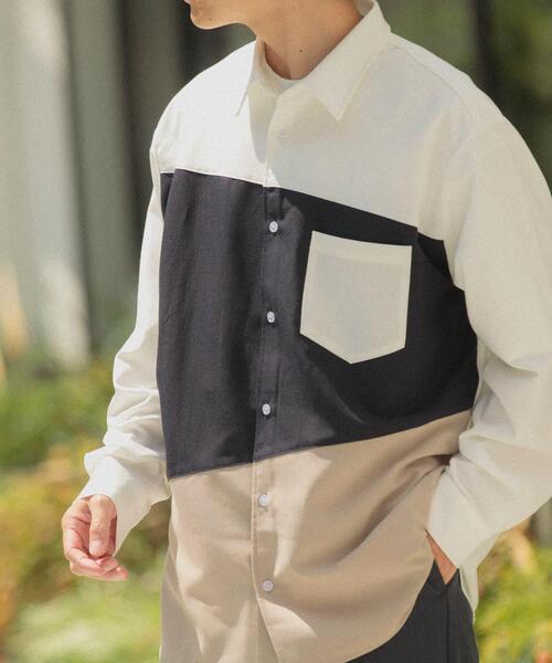 ITEMS URBANRESEARCH（アイテムズ アーバンリサーチ）の「Diagonal Switch 長袖シャツ（シャツ/ブラウス・メンズ・グレー/ブルー/ホワイト・MEDIUM/LARGE）」の5枚目の写真