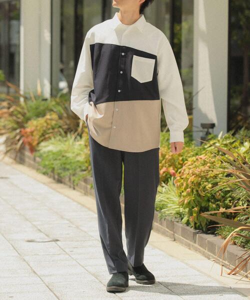 ITEMS URBANRESEARCH（アイテムズ アーバンリサーチ）の「Diagonal Switch 長袖シャツ（シャツ/ブラウス・メンズ・グレー/ブルー/ホワイト・MEDIUM/LARGE）」の6枚目の写真