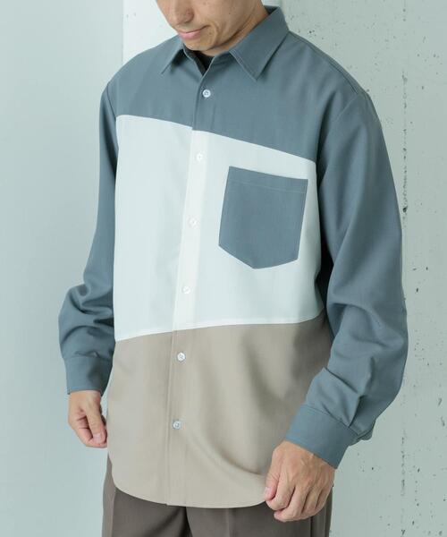 ITEMS URBANRESEARCH（アイテムズ アーバンリサーチ）の「Diagonal Switch 長袖シャツ（シャツ/ブラウス・メンズ・グレー/ブルー/ホワイト・MEDIUM/LARGE）」の10枚目の写真