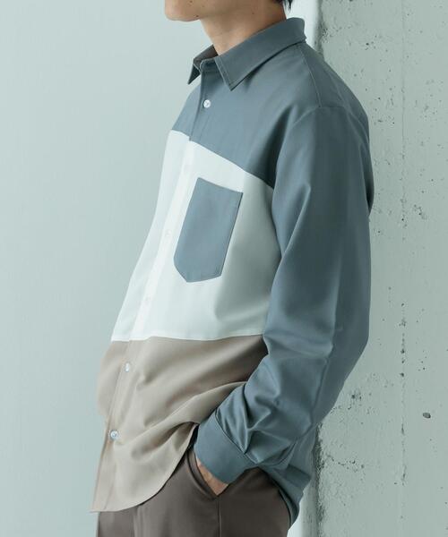 ITEMS URBANRESEARCH（アイテムズ アーバンリサーチ）の「Diagonal Switch 長袖シャツ（シャツ/ブラウス・メンズ・グレー/ブルー/ホワイト・MEDIUM/LARGE）」の11枚目の写真