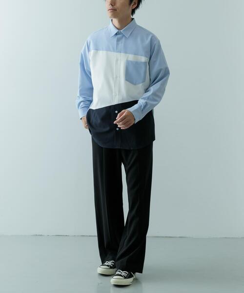 ITEMS URBANRESEARCH（アイテムズ アーバンリサーチ）の「Diagonal Switch 長袖シャツ（シャツ/ブラウス・メンズ・グレー/ブルー/ホワイト・MEDIUM/LARGE）」の18枚目の写真