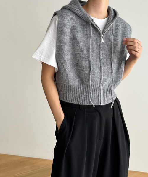 CANAL JEAN（キャナルジーン）の「El mar　フードニットベスト（ベスト・レディース・キャメル/グレー・ONE SIZE）」の8枚目の写真