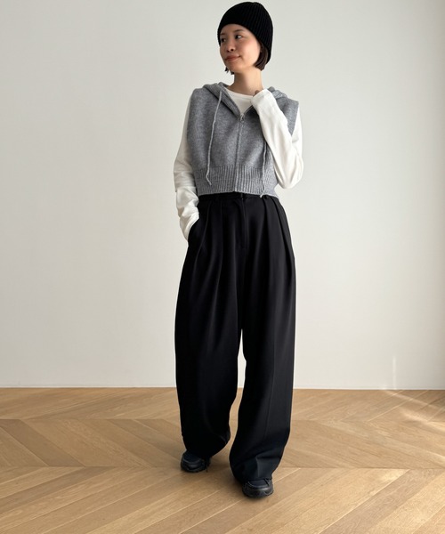 CANAL JEAN（キャナルジーン）の「El mar　フードニットベスト（ベスト・レディース・キャメル/グレー・ONE SIZE）」の11枚目の写真