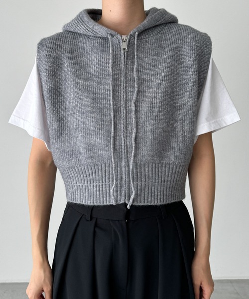 CANAL JEAN（キャナルジーン）の「El mar　フードニットベスト（ベスト・レディース・キャメル/グレー・ONE SIZE）」の12枚目の写真