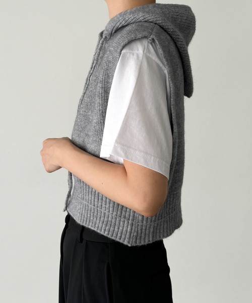 CANAL JEAN（キャナルジーン）の「El mar　フードニットベスト（ベスト・レディース・キャメル/グレー・ONE SIZE）」の13枚目の写真