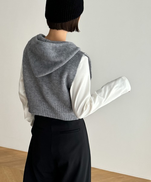 CANAL JEAN（キャナルジーン）の「El mar　フードニットベスト（ベスト・レディース・キャメル/グレー・ONE SIZE）」の18枚目の写真