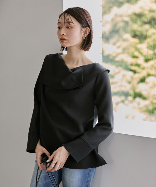 La TOTALITE(ラトータリテ)の「ドレープカラーブラウス(シャツ/ブラウス・レディース・ブラック/ブラック系その他/ホワイト・FREE)」の7枚目の写真