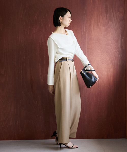 La TOTALITE(ラトータリテ)の「ドレープカラーブラウス(シャツ/ブラウス・レディース・ブラック/ブラック系その他/ホワイト・FREE)」の16枚目の写真