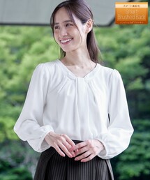 【スマート裏起毛】 ボウタイ風ブラウス