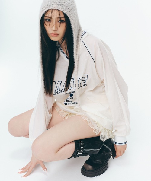 FOREVER 21(フォーエバー トゥエンティーワン)の「【2024FW】スカシニットバブーシュカ(ニットキャップ/ビーニー・レディース・ブラック/オフホワイト・FREE)」の3枚目の写真