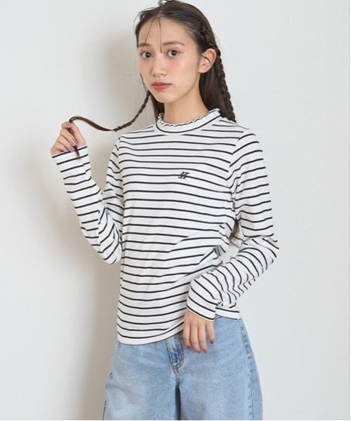 LOVETOXIC（ラブトキシック）の「【GOODPRICE/吸湿発熱】テレコインナー（Tシャツ/カットソー・キッズ・エンジ/ピンク/ブラック/マルチ/オフホワイト・S/M/L）」の5枚目の写真