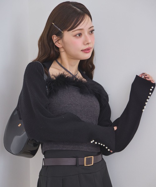 one after another NICE CLAUP（ワンアフターアナザーナイスクラップ）の「マラボーキャミソール（キャミソール・レディース・サックスブルー/ライトピンク/オフホワイト/チャコールグレー・FREE）」の14枚目の写真