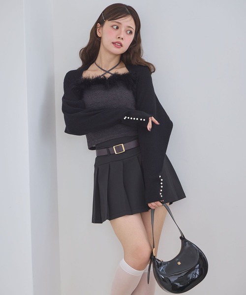 one after another NICE CLAUP（ワンアフターアナザーナイスクラップ）の「マラボーキャミソール（キャミソール・レディース・サックスブルー/ライトピンク/オフホワイト/チャコールグレー・FREE）」の13枚目の写真