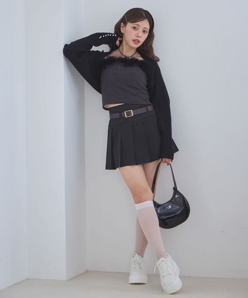 one after another NICE CLAUP（ワンアフターアナザーナイスクラップ）の「マラボーキャミソール（キャミソール・レディース・サックスブルー/ライトピンク/オフホワイト/チャコールグレー・FREE）」の12枚目の写真