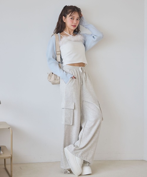 one after another NICE CLAUP（ワンアフターアナザーナイスクラップ）の「マラボーキャミソール（キャミソール・レディース・サックスブルー/ライトピンク/オフホワイト/チャコールグレー・FREE）」の16枚目の写真