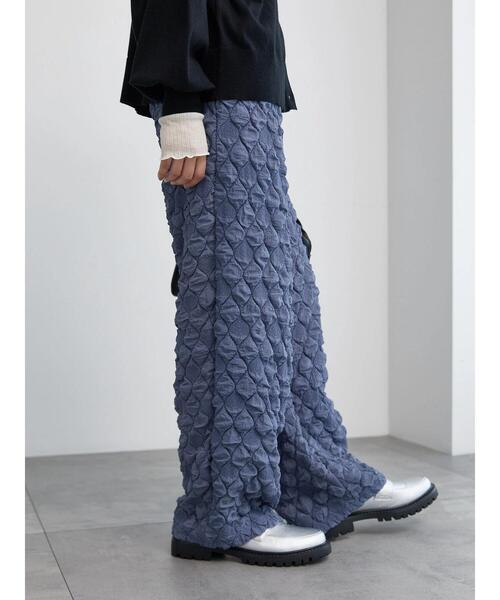 Samansa Mos2 blue（サマンサモスモスブルー）の「ふくれジャカードパンツ（その他パンツ・レディース・ブルー/シルバーグレー/ブラック・F）」の11枚目の写真